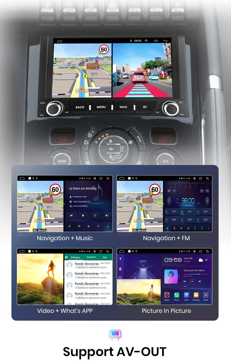Rádio 2din Peugeot 3008 de 2009-15 Android Carplay Wi-Fi GPS 2/32GB