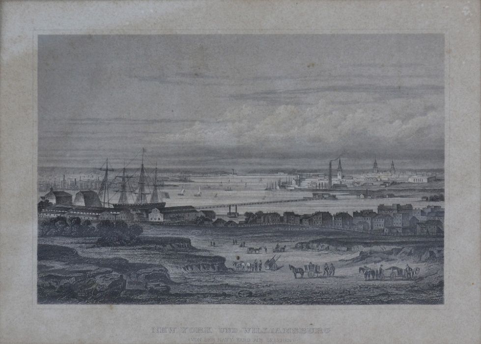 Gravura “New York Und Williamsburg”, (Von der Navy yard aus Gesehen)