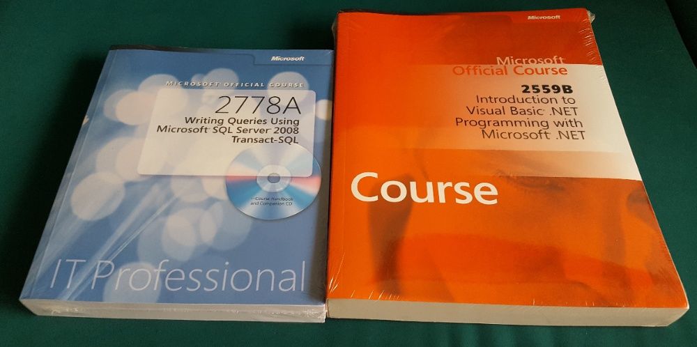 Livros NOVOS Microsoft Official Course SQL SERVER + VISUAL BASIC .NET