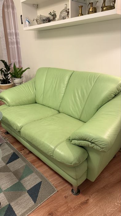 Zestaw wypoczynkowy skóra funkcja spania - bardzo dobry stan !