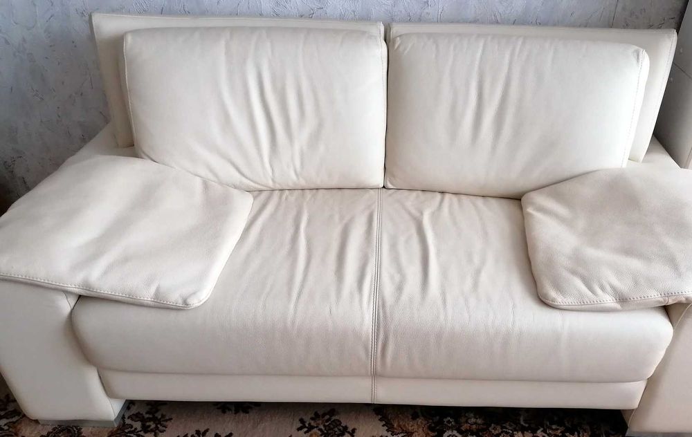 Kanapy Włoskie Nicoletti Skóra Kremowe 2 + 3 Używane Stan bardzo dobry