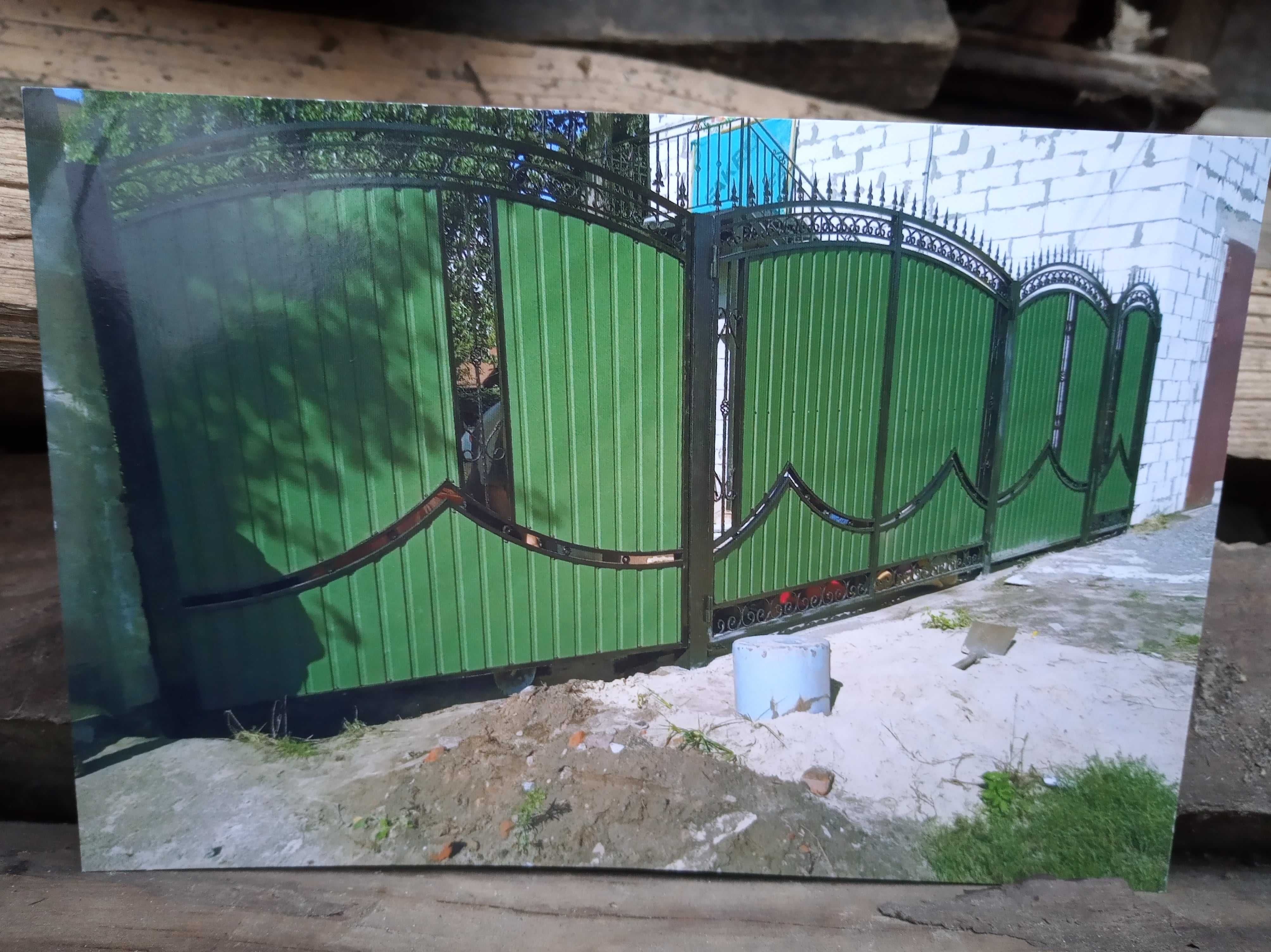 Ворота с калиткой из профнастила
