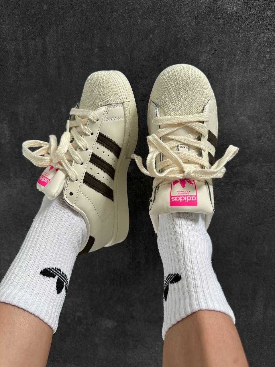 Женские кроссовки Adidas Superstar Cream Black Pink 36-41 Наложка! Топ