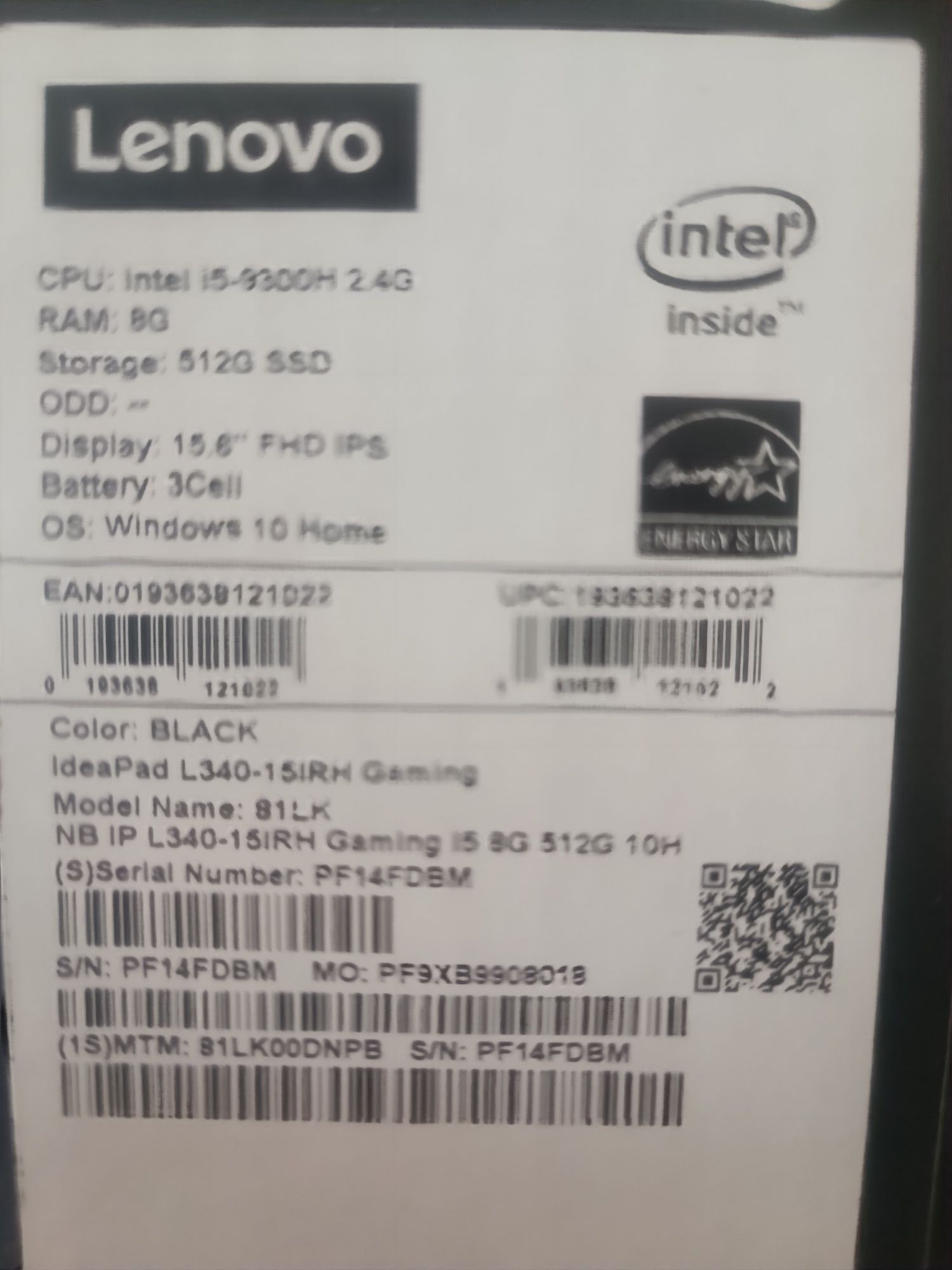 Lenovo IdeaPad L340-15 i5-9300H/8GB/512 GTX1050