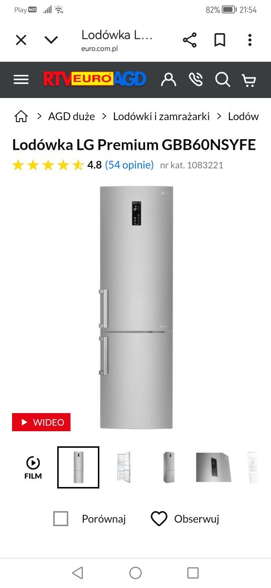 Lodówka LG GBB60NSYFE No frost 201cm Srebrna