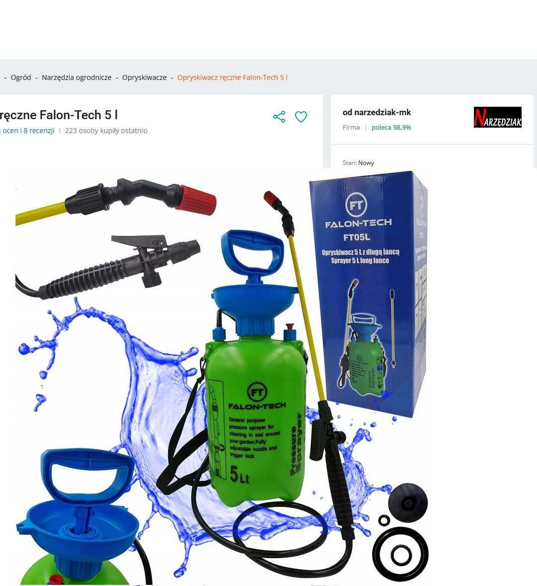 Opryskiwacz Ręczny 5 Litrowy 5l Ciśnieniowy + przedłużka Lancy