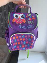 Детский рюкзак для девочки ортопедический фиолетовый с совой школьный