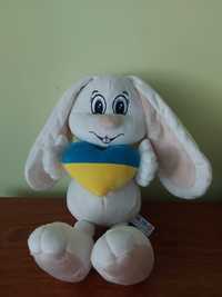 М'яка іграшка кролик з    жовто-блакитним серцем