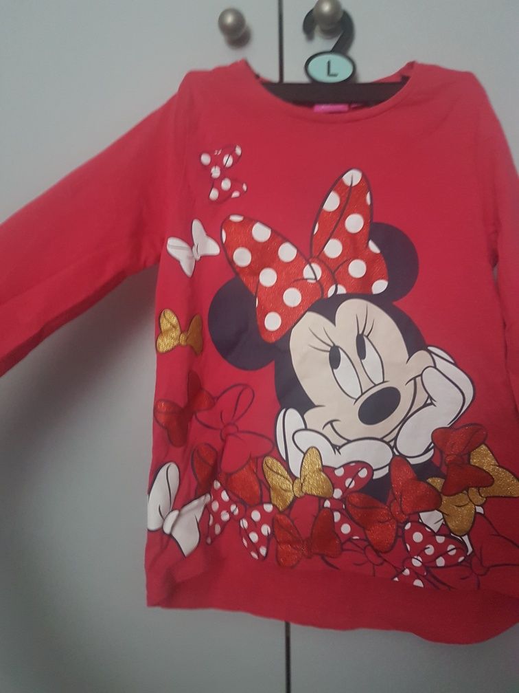 Bluzka z długim rękawem Disney Minnie Mouse, myszka Miki, czerwona