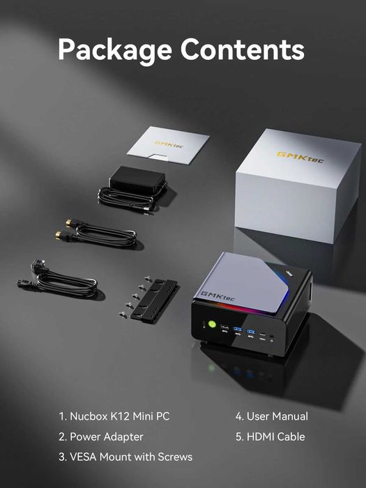 GMKtec K12 - Міні ПК Ryzen 7 H 255, Radeon 780M, Oculink, WiFi 6E