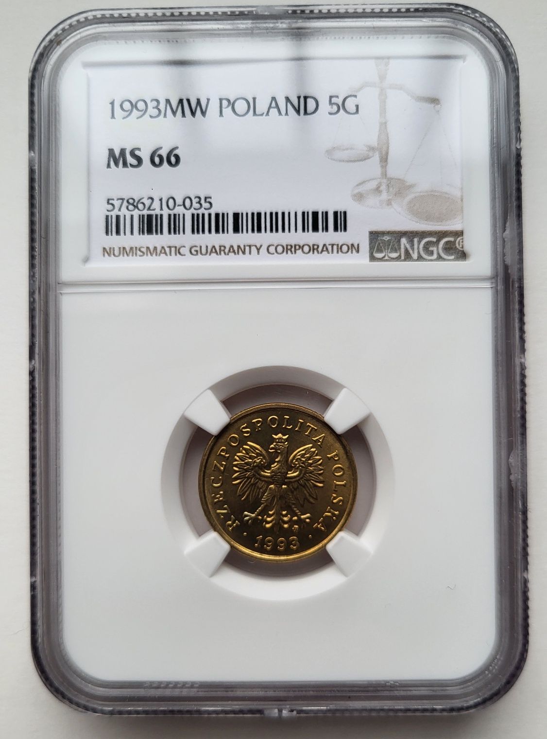 5 groszy 1993 MS66 NGC najrzadsza