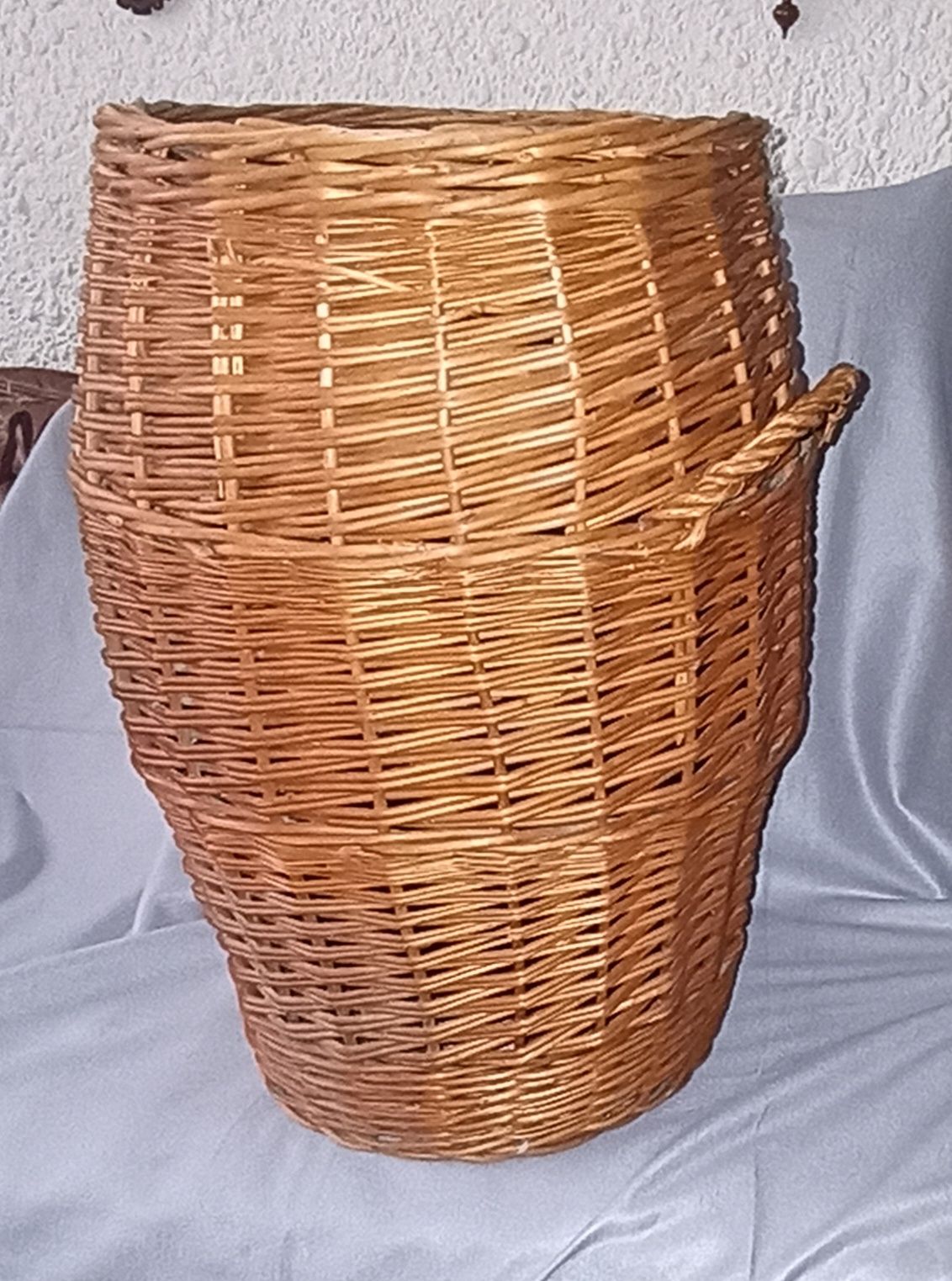 Duży stary kosz wiklinowy 57 cm