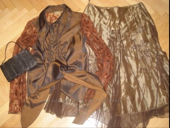 Нарядный комплект юбка и блуза c ажурной спиной