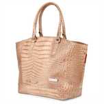 TOREBKA skórzana shopper elegancka zarka na suwak V033 c.beżowa