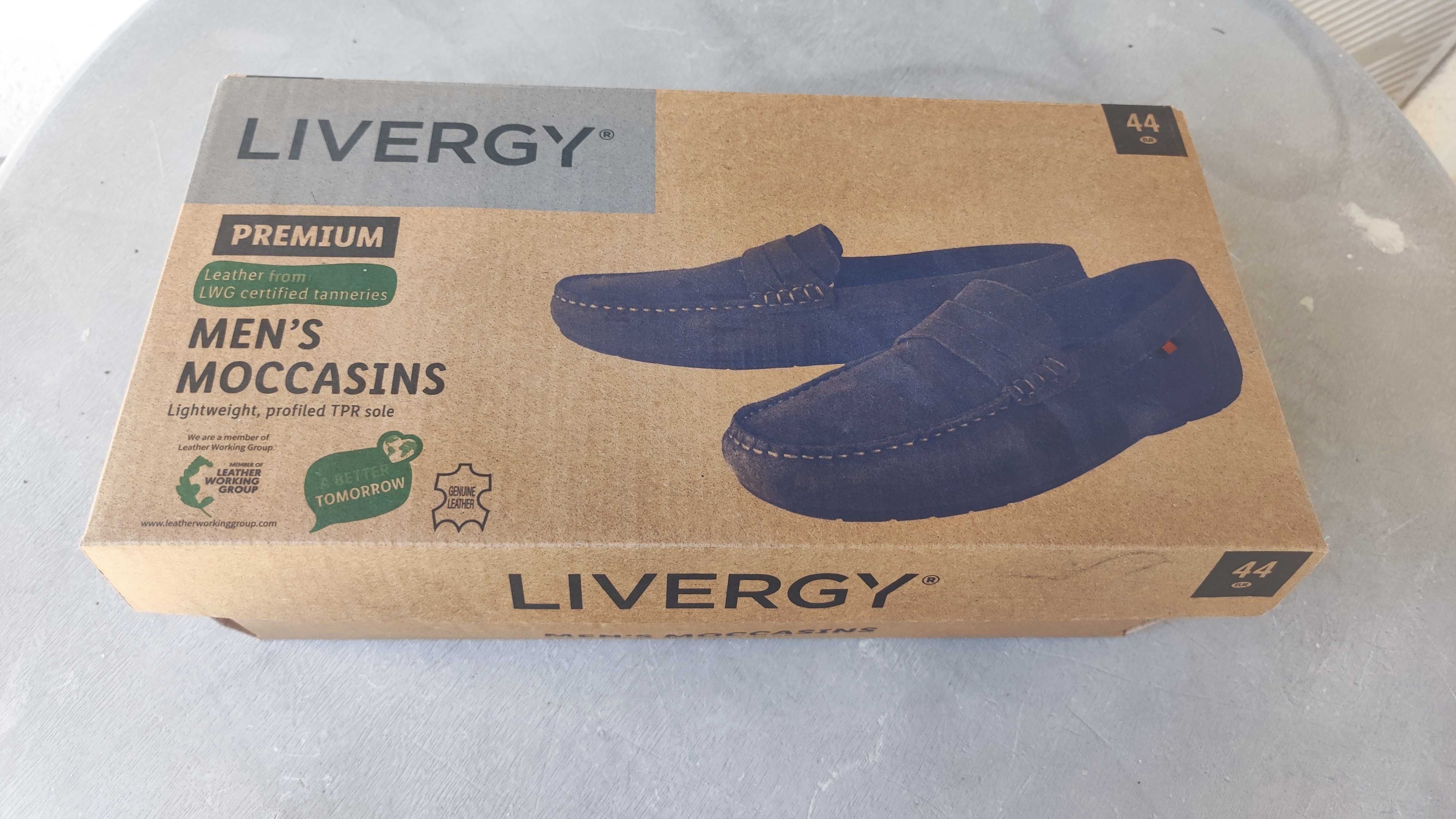 Mokasyny livergy Lidl 44 zamsz granatowe półbuty męskie