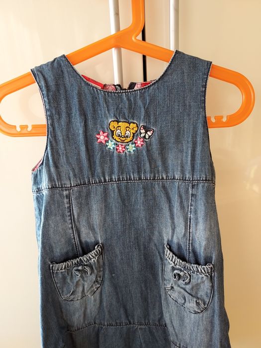 Lindex 98 sukienka stan BDB jeansowa misiu
