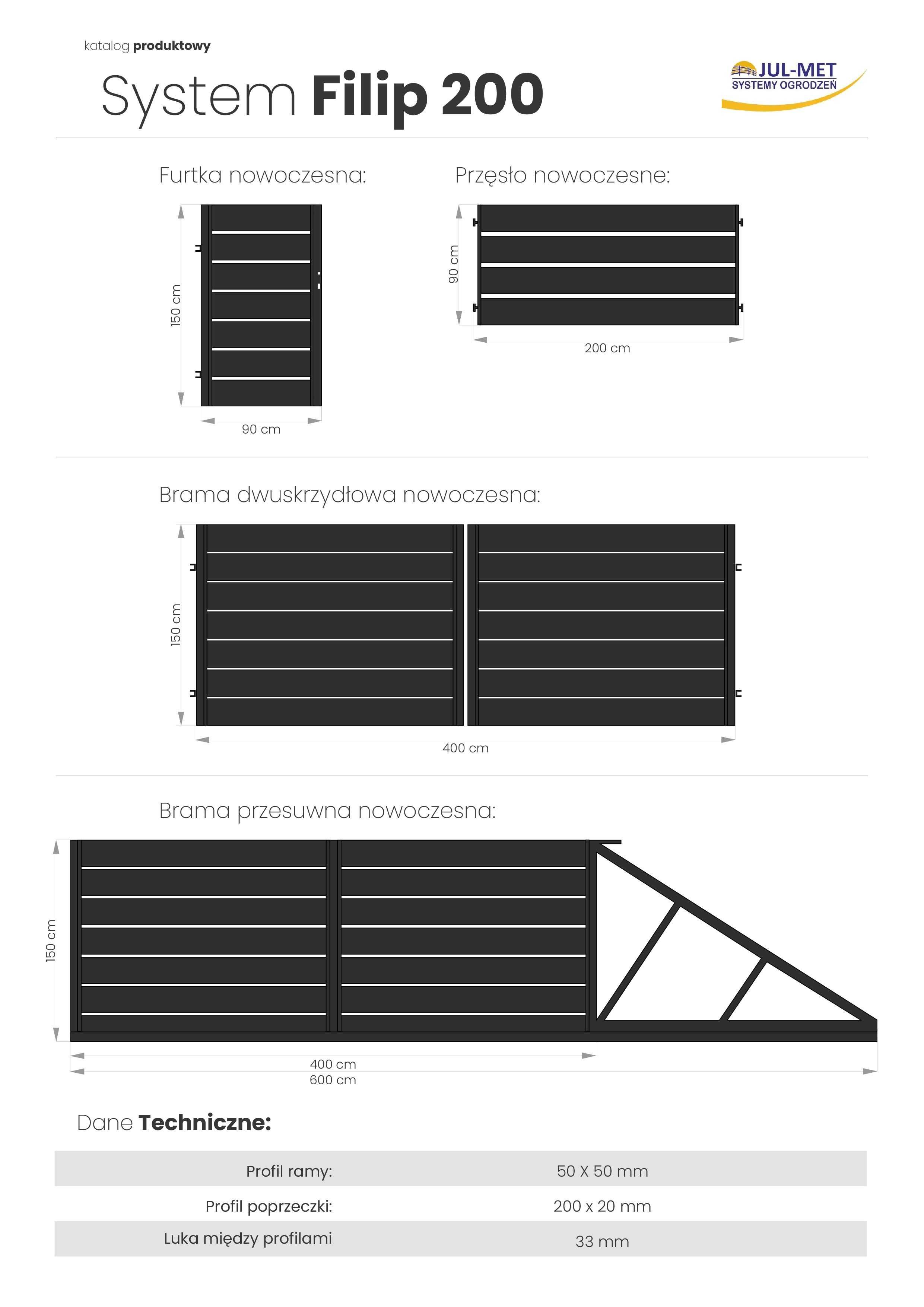 Brama wjazdowa przesuwna przesuwana FILIP 200 PRODUCENT