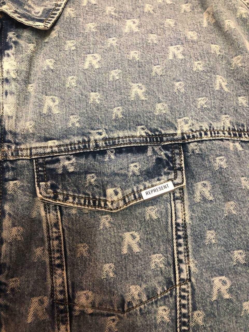 Represent R4 Monogram Denim Jacket Stone Wash джинсова куртка оверсайз