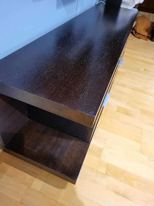 SZAFKA RTV Jerczyńscy - fornirowany dąb wenge 150x38 cm