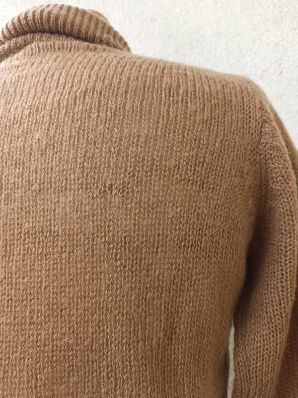 Sweter wełna wełniany vintage golf warkocze vintage retro beżowy S 36