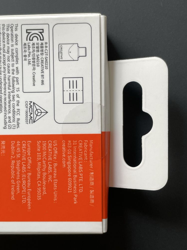 звуковая карта Wireless Audio Creative BT-W6, USB-С Адаптер, донгл