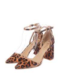 Трендові леопардові туфлі босоніжки лаковані