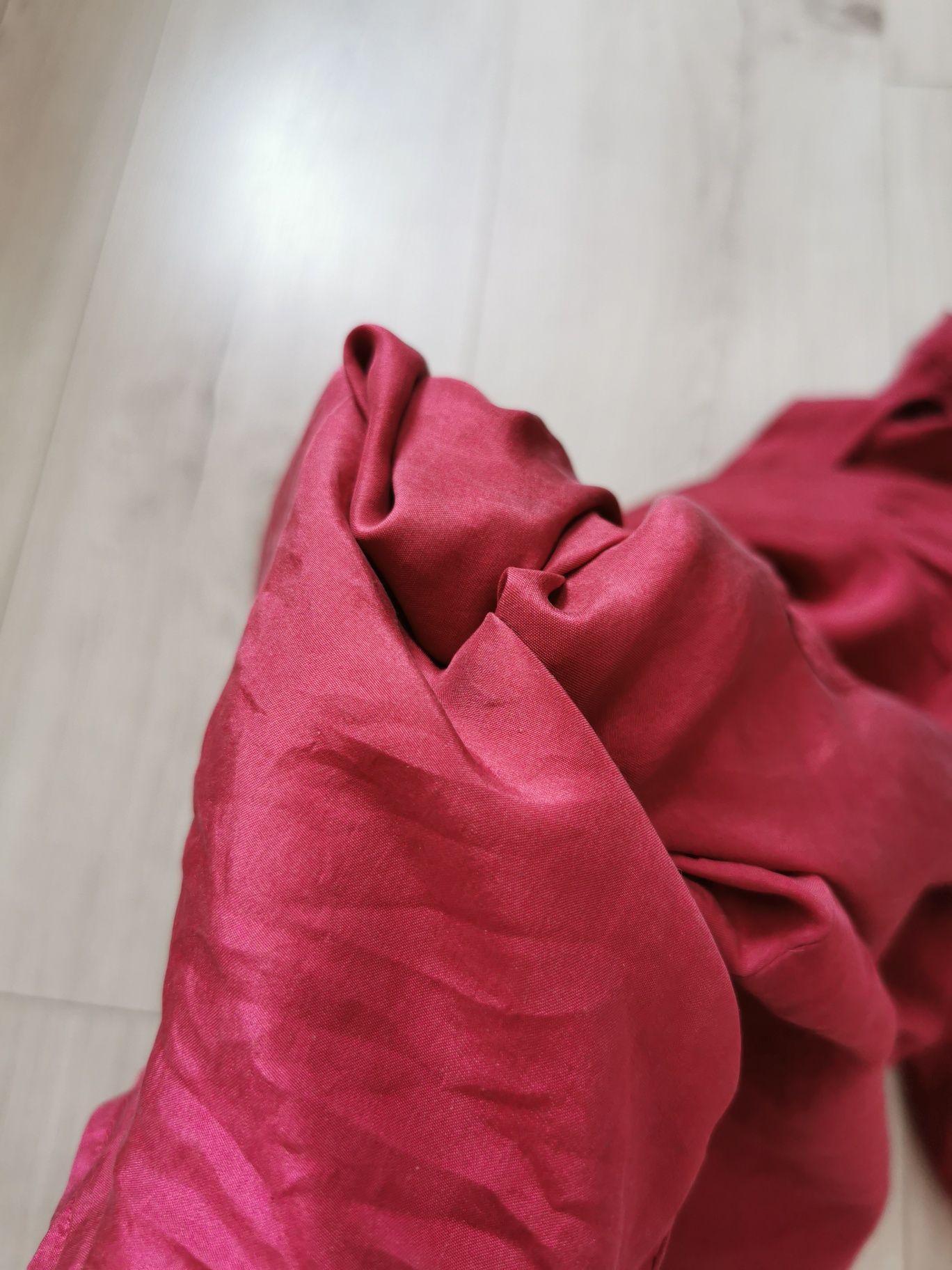 Fortei jedwabna koszula vintage 100% jedwab silk malinowa czerwień M