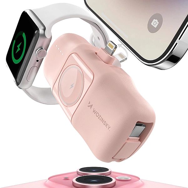Mini powerbank Wozinsky WF16-YLS 5000mAh 15W Lightning z wbudowanym ka