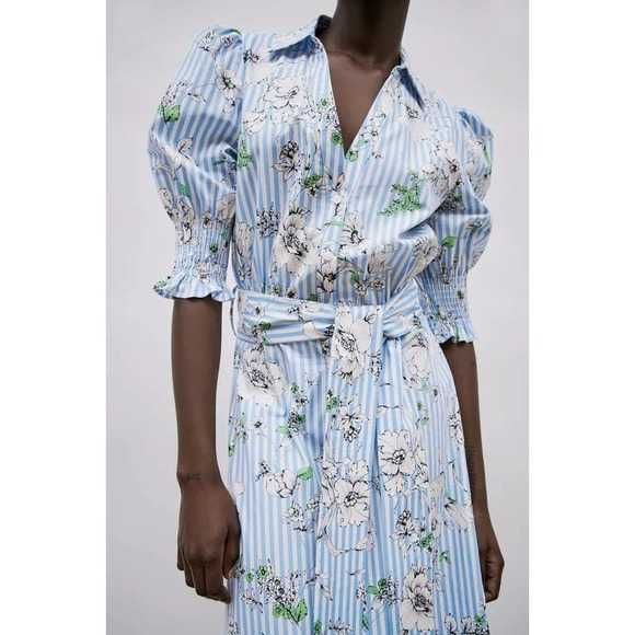 ZARA Luksusowa SUKIENKA w kwiaty z paskiem CUDO! XL