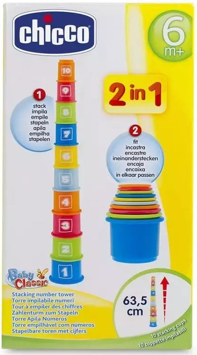 Baby Senses. Pierwsze zabawki. Wieża z kubeczków. Chicco
