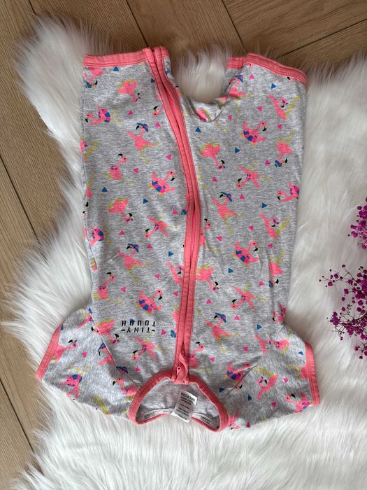 Rampersy kombinezon piżama szaro różowa na suwak rozmiar 86/92