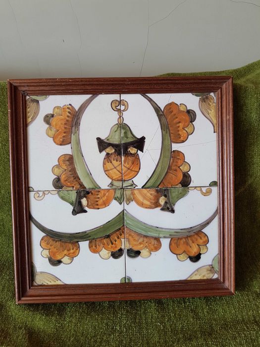 4 Azulejos da Fábrica Viúva Lamego, emoldurados