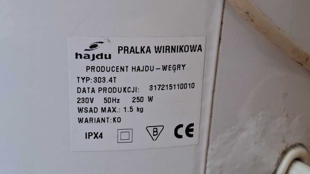 Pralka wirnikowa Hajdu typu Frania ładowana od góry