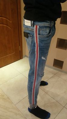 Spodnie jeansy Zara 46 joggery slim lampasy skinny metki