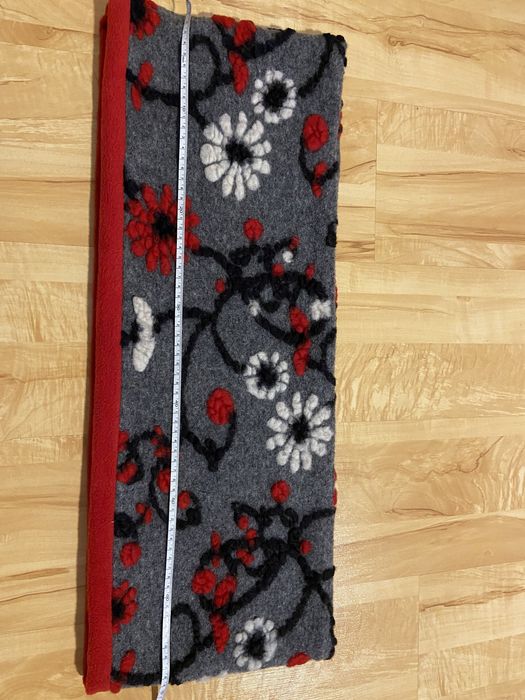 Ciepły komin szal czerwony szary aplikacje 3D ciepły zima Vintage dams