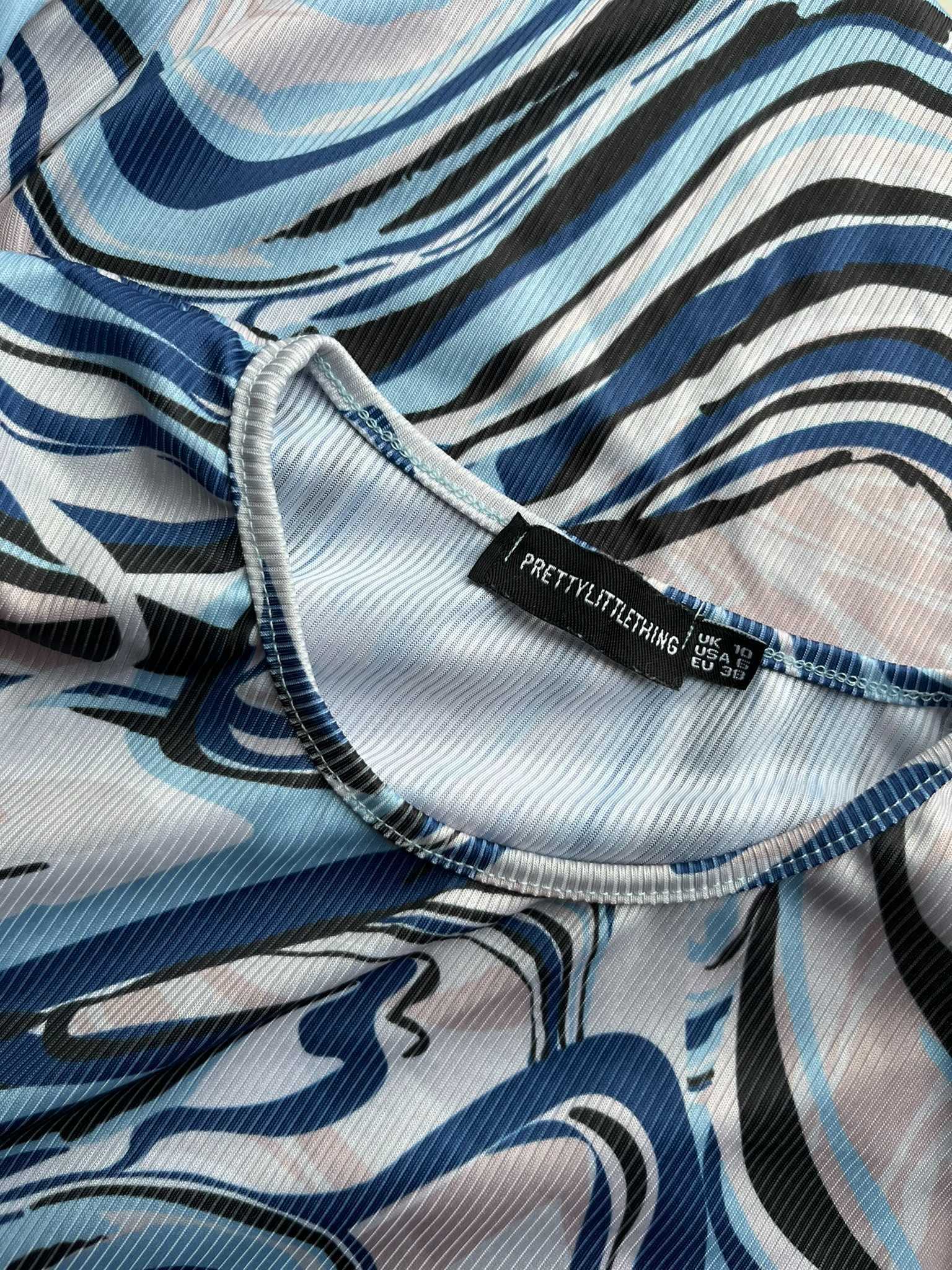 PrettyLittleThings sukienka wzór wzorki zebra niebieska M 38 10