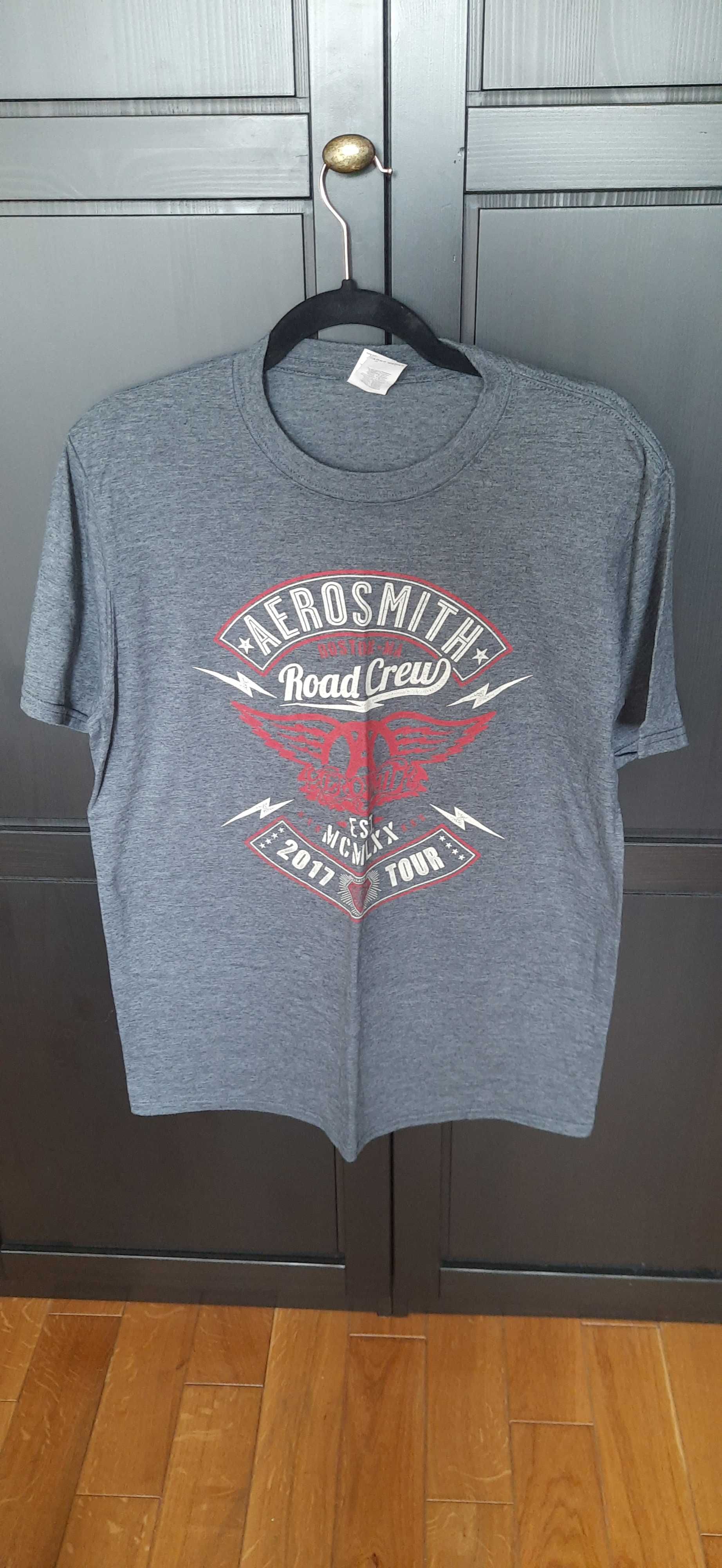 t-shirt w szarym z trasy zespołu Aerosmith