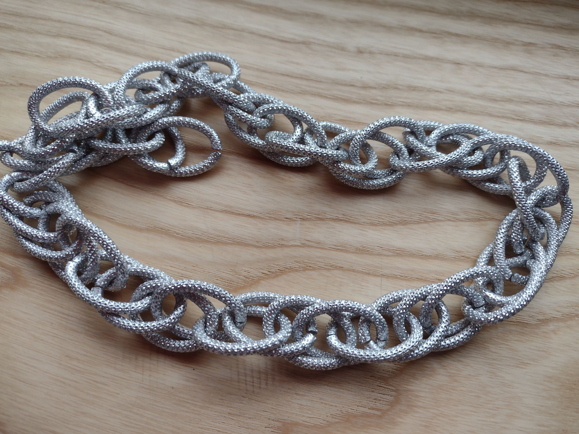 naszyjnik gruby łańcuch długi 52cm kolor srebrny