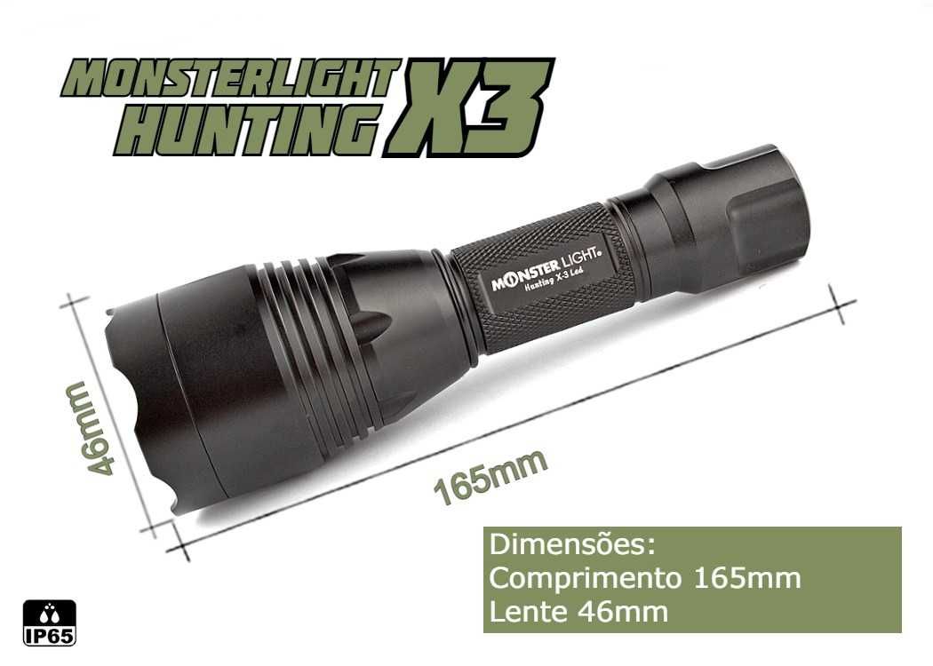 Kit lanterna esperas Hunting X-3 led cree branco 3200 lumens com zoom