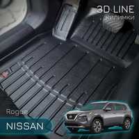 Гумові 3D коврики Nissan Rogue Sport Leaf X-Trail Qashqai+2 Борт 35мм