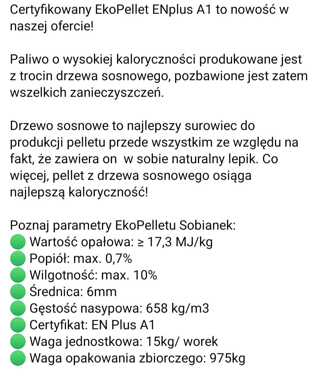 Pelet Sobianek Klasa EN A1 Plus 6mm (Pajęczno dostawa w cenie, HDS)