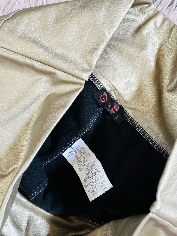 Nowe! Złote, woskowane spodnie/ legginsy, L