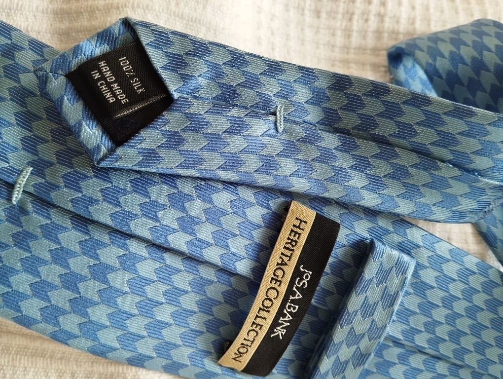 Męski jedwabny krawat 100% silk we wzorki, niebieski, 7,5 cm,