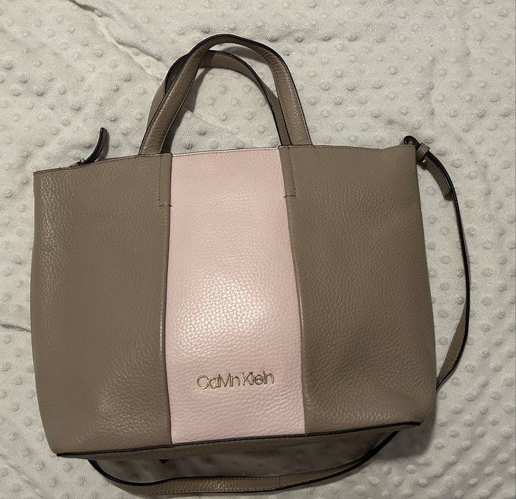 Calvin klein skórzana torba shopperka skóra naturalna