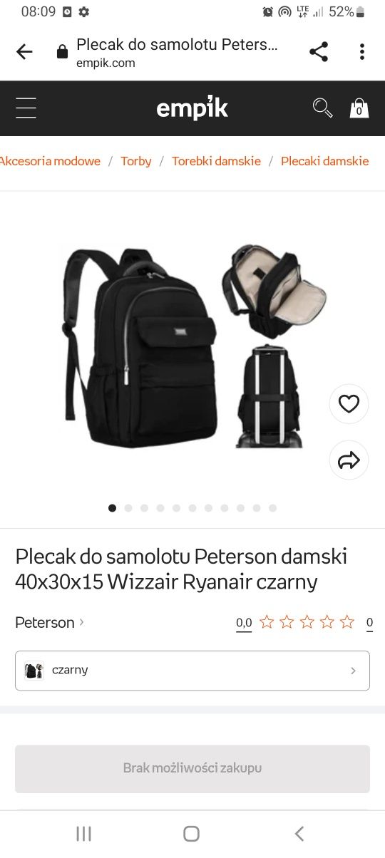 Plecak peterson unisex a4 damski męski 40x30x15