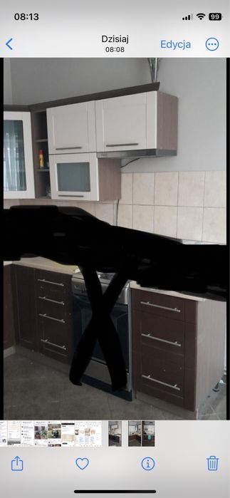 Meble kuchenne z blatem + okap podszawkowy + zlew z baterią