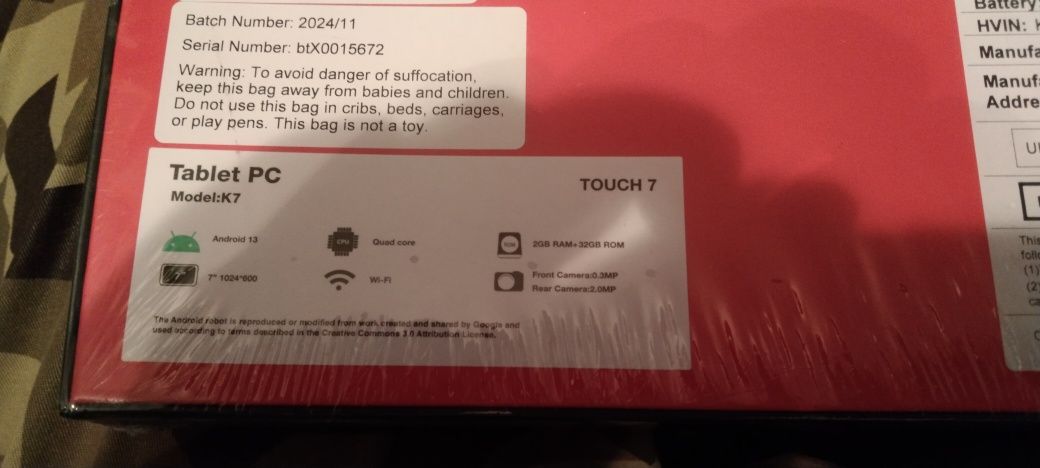 Tablet 7 cali  Android Nowy