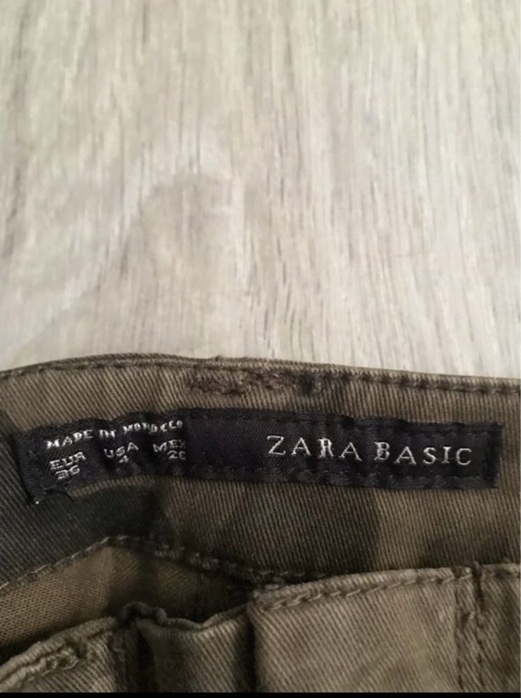 Spodnie bojówki jeans rurki niski stan Zara r. S