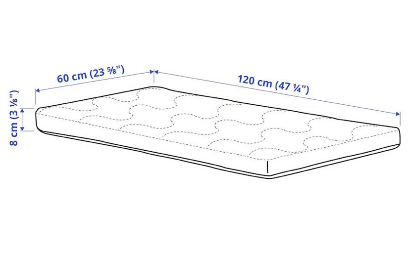 Materac 60x120cm SKÖNAST Ikea + prześcieradła 4szt