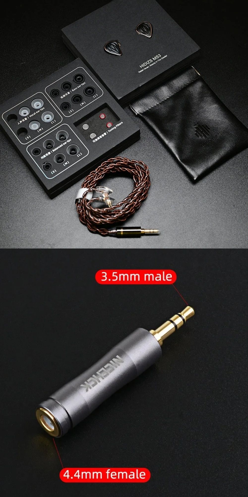 Hi-Fi навушники Hidizs MS3, 1DD + 2BA Knowles +NiceHCK 4.4 to 3.5 mm